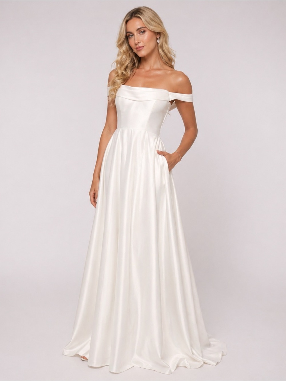 Lulus Extraordinary Vow White Off Shoulder Maxi Dress Size M NWT bridal dress